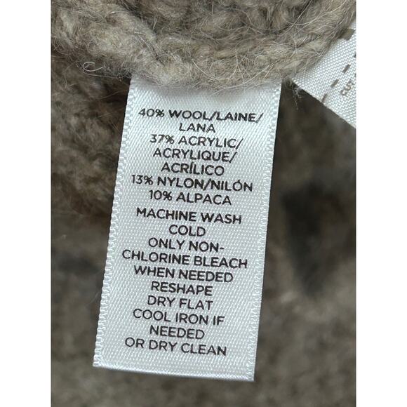 Ann Taylor Loft Wool Alpaca Blend Open Cardigan L Stone Shawl Collar Boho Indie - Picture 5 of 6